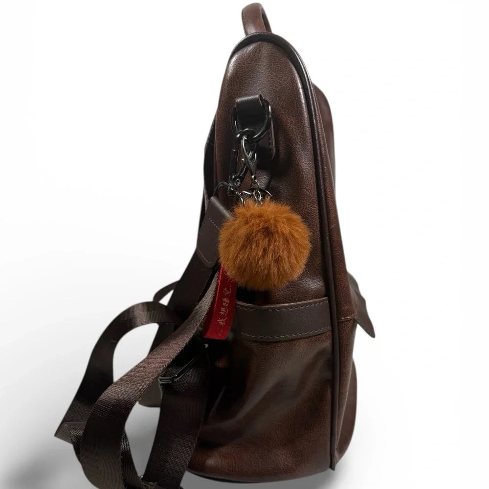 Cheruty Brown Women's Faux Leather Backpack - Picture 4 of 9